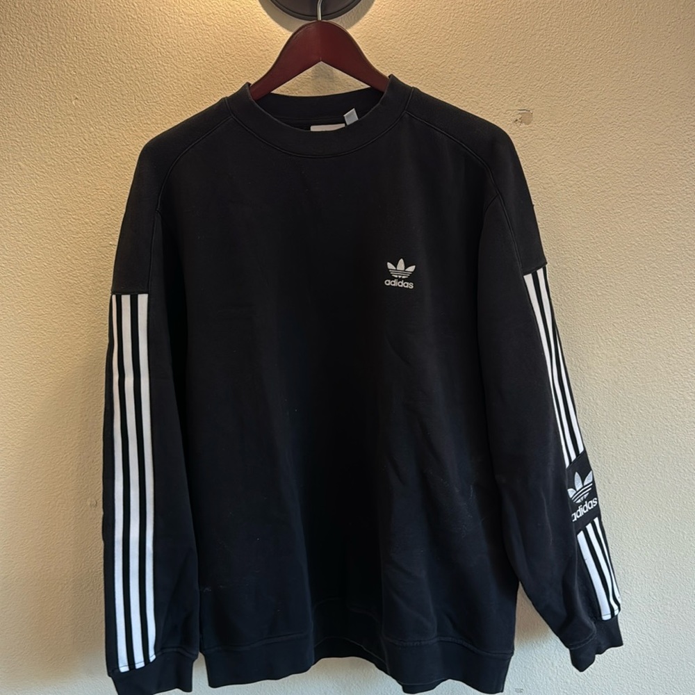 Adidas Black 3-Stripe Sweatshirt